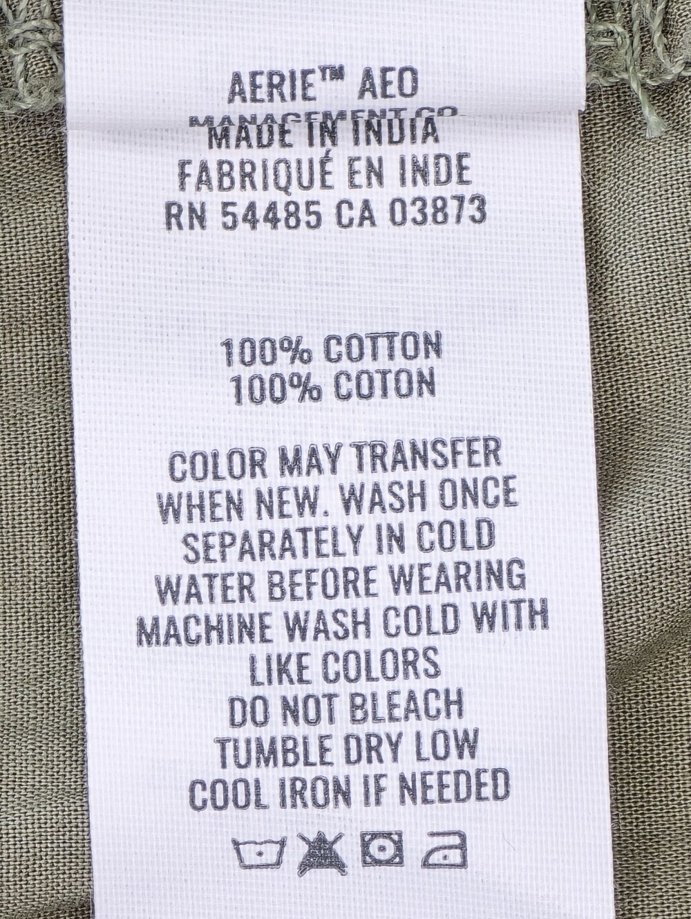 Aerie Easiest Cargo Pants High Waisted Wide Leg Olive Green 100% Cotton Size L - Picture 10 of 11